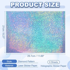 12x8in Printable Holographic Sticker Paper 6 Sheets Fine Dot Pattern