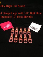 (10) 4 Gauge Copper Ring Terminals 3/8″ WHITE/RED Heat Shrink Tubing LUGS