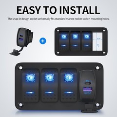 USB Rocker Switch 12V Waterproof USB C & QC 3.0 Dual Ports Outlet PD Charger …