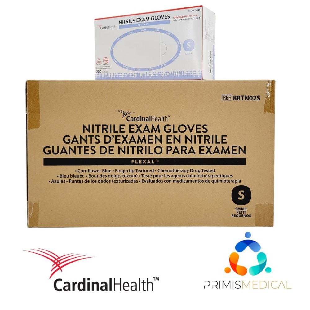 Cardinal Health Flexal Nitrile Exam Gloves 88TN02S Powder Free Small CS 2000