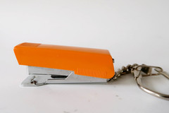NOS Vintage Petrus Bambina 202 Mini Stapler Keychain Orange Spain New in Box