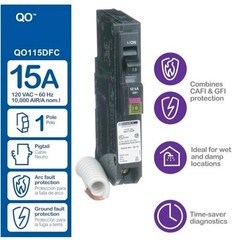 Lot of 6 Square D QO115DFC 15 Amp Dual Function 1-Pole Pigtail Breakers GFI CAFI