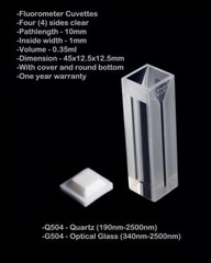 Azzota® 10MM PATHLENGTH FLUOROMETER CUVETTE, 0.35ML, GLASS
