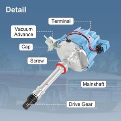 HEI Ignition Distributor with Blue Cap for Chevy GM Small Blocks 283 305 307 327