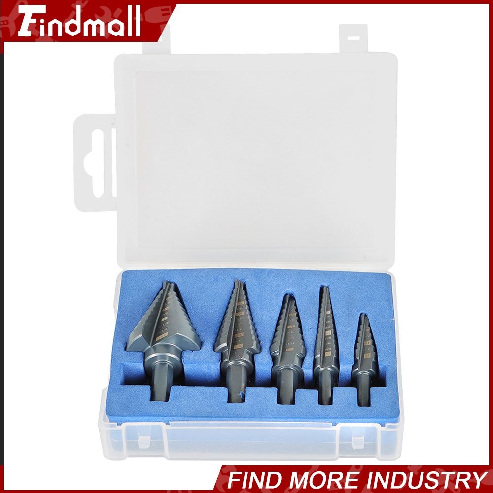 Findmall 5 Pack Oxide M2 Multiple Hole 50 Sizes 1/8- 1-3/8″ HSS Step Drill Bit