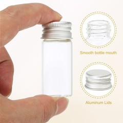 100Pcs 10ml Clear Glass Vials Small Liquid Sample Vial with Screw Caps, Silver