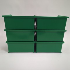 Lot of 6 Uline S-12417-G Plastic Stackable Storage Bins 11 x 11″ x 5″ Green