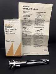 Wyeth Tubex Hypodermic Syringe (No Needle) Opened Box 1&2 Ml Size W/Box & Manual