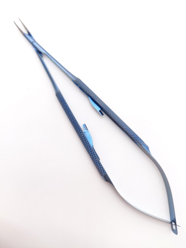 Scanlan 3003-174 Jacobson Micro Needle Holder Curved Diamond Dust Titanium