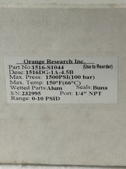 Orange Research Differential Pressure Gauge Part No. 1516-S1044/1500 PSI