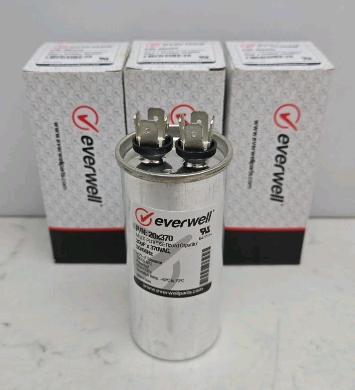 3 Pack Everwell 20X370 Round Run Capacitor 20µf x 370V 50/60Hz New