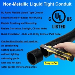 1/2″ x 100′ Black Flexible Liquid Tight, Non-Metallic Conduit – UL Listed