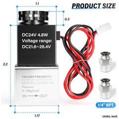 1/4 Inch Npt 24v 2 Position 2 Way Normally Closed Electric Solenoid Air Valve 2v