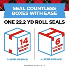 Packaging Tape Heavy Duty Scotch Mailing Shipping Strong Seal Dispenser 6 Rolls