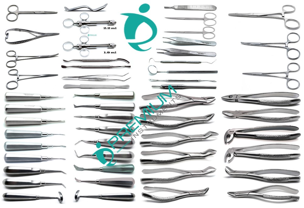50 Pcs Dental Extraction Elevators Forceps Surgical Instruments