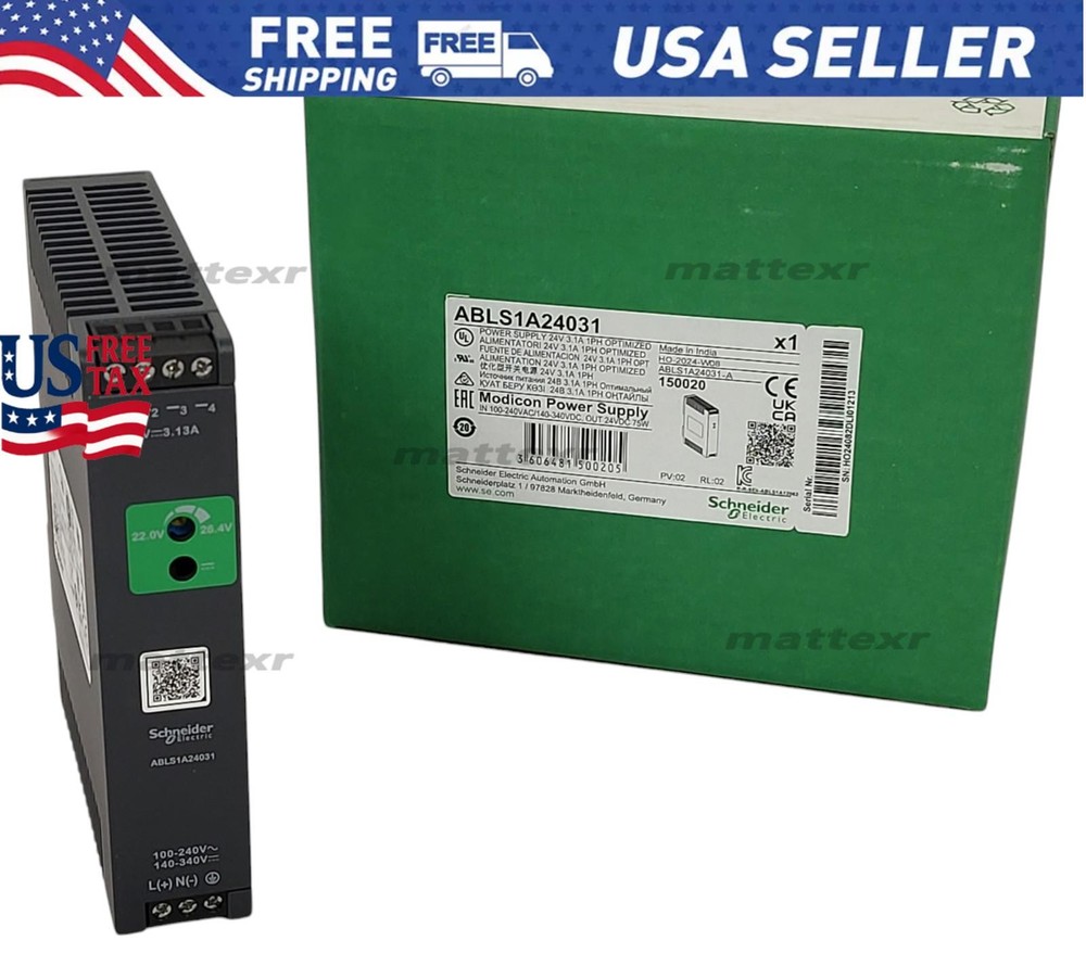 Schneider ABLS1A24031 Regulated Power Supply 100-240V AC, 24V 3.1 A Single Phase