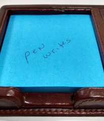 Desk Set 3 Piece ? FAUX LEATHER brown pen note pencil business card holders READ
