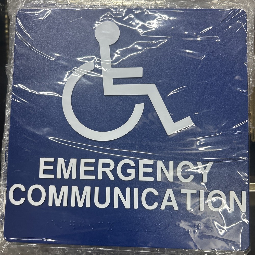 (Qty 3) Emergency Communication Sign 8″x8″ Plastic Blue (Pack Of 3)