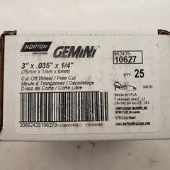 NORTON 66243510627 CutOff Wheel,GeminiFreeCut,3″x.035″x1/4″ 5A921, Box Of 25