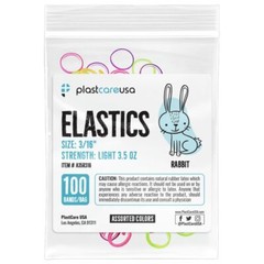 plastcareusa 3/16″ Rabbit, Light 3.5 oz Elastic Bands, Asst Colors, 100/Bag