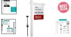 All-In-One Realtor Sign Post: 6ft Vinyl PVC with Steel Power Stake for Stability