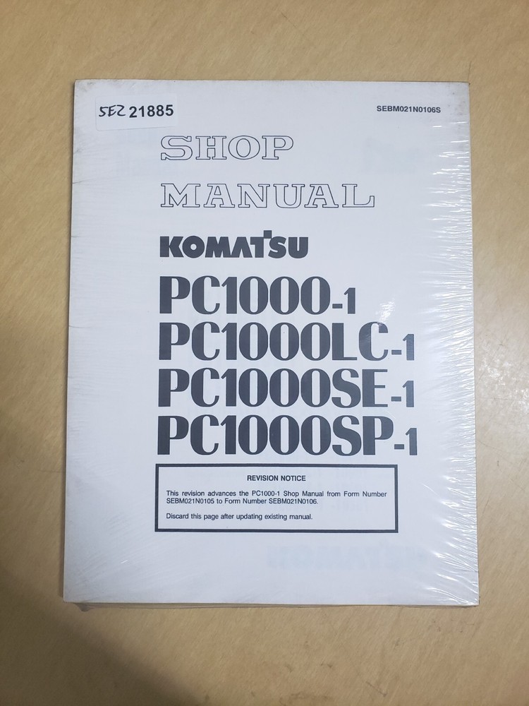 Komatsu PC1000 PC1000LC PC1000SE PC1000SP-1 Shop Manual Revision Supplement