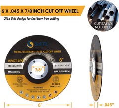 50 Pack 6″ Depressed Center Cut Off Wheels Metal & Stainless Steel Cutting Discs