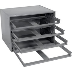 Durham Steel Compartment Box Rack with 4 Adjustable Divider Compartment Boxes 20