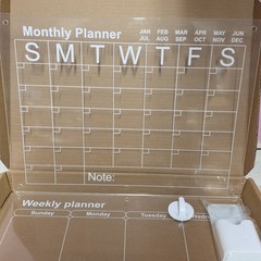 Weekly Monthly Magnetic Calendar for Fridge w/ Magnetic Markers 16×12 inch