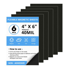 Non Adhesive Magnetic Sheets 4”X6” 6Pcs,Plain Magnets Sheets,Flexible Magnetic