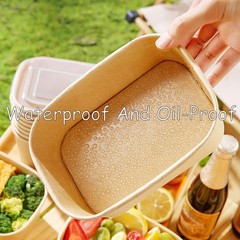 50 Pack 25 OZ Kraft Paper Food Containers with Lids, Oil-Proof Soup & Salad Bowl