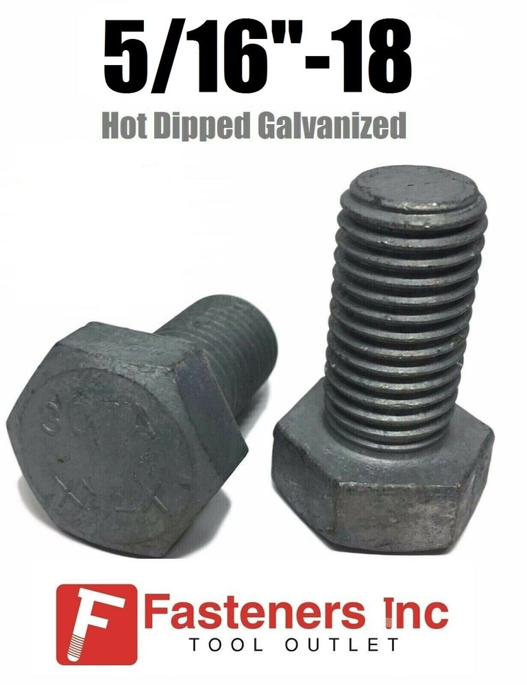 5/16″-18 Hex Cap Screw Hot Dipped Galvanized Hex Bolt 5/16-18
