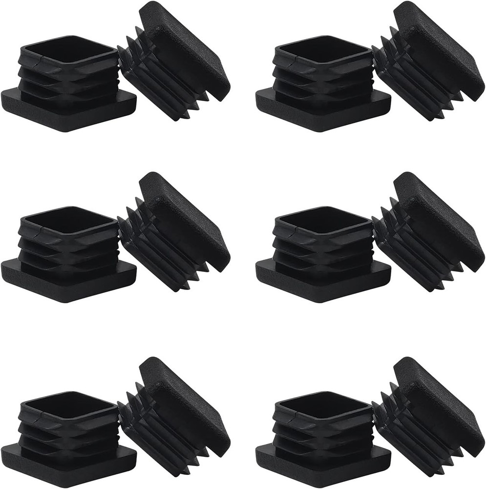 WZB 1 1X1 Square Tube End Cap Plastic Plugs 12 Pack, 1X1 1 Inch Square Tubing Pl