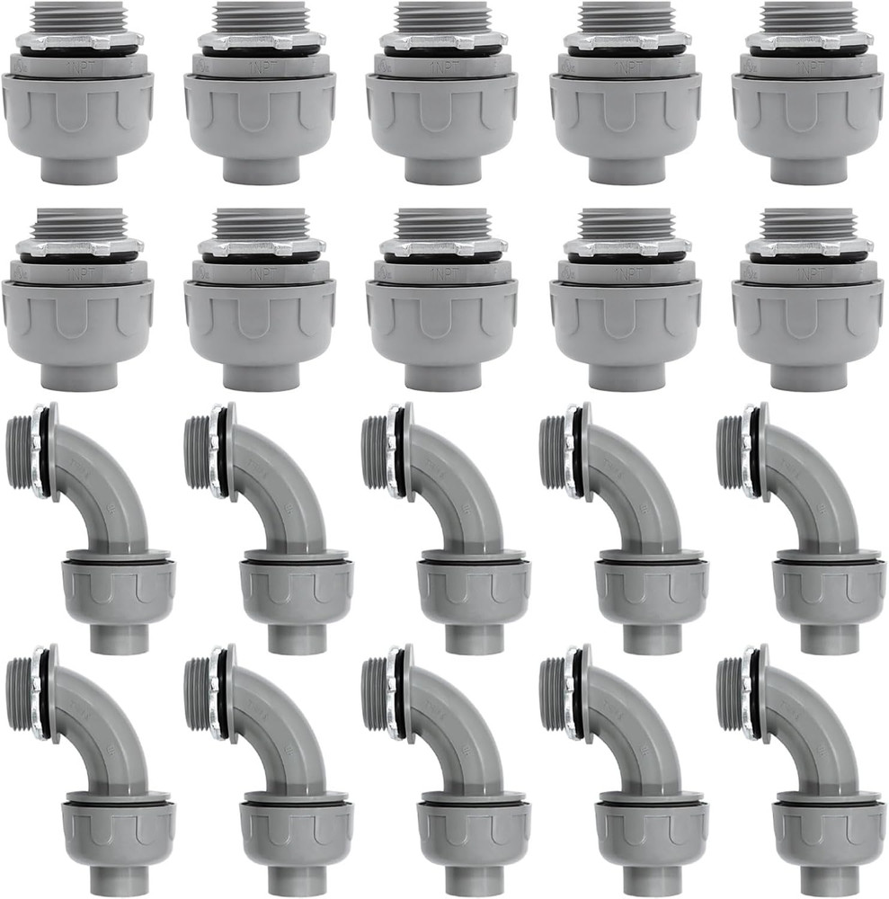 1 Inch Liquid Tight Connector PVC Flexible Conduit Connector, 180 Degree and 90