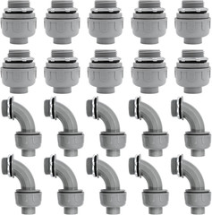 1 Inch Liquid Tight Connector PVC Flexible Conduit Connector, 180 Degree and 90