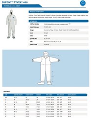 Dupont Tyvek 400 Disposable Protective Coverall Case 25 TY120/122/127SWH2500