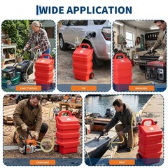 16 Gallon Portable Fuel Tank W/Manual Pump,10ft Hose Gas Caddy For Lawn Mowers