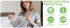 15 Pack Vacuum Seal Bags for Clothing Travel with -60000Pa USB Pump, Save 80% of