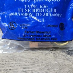 Ferraz Shawmut R636 Fuse Reducer, 60A/600V To 30A/600V New Old Stock