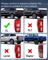 Tail Light Assembly Compatible with 2019 2020 2021 2022 2023 Ford Ranger XL W/O