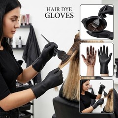VOVOH 2Pcs Hair Dye Gloves, Black Reusable Rubber Gloves, Professional Hair C…