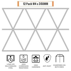 24pcs 8/32″ Threaded Rods & Hex Nuts M4 14″ 304 Stainless Steel for Garden Stake