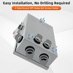 2P 60Amp Fusible Disconnect Switch, 120V/240V Heavy Duty Safety Switch, NEMA 3R