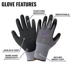 500NFT Tsunami Grip Nitrile Coated Work Gloves, Lightweight Seamless General-…