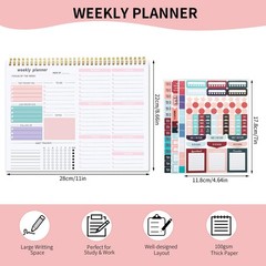 Thboxes Weekly Desk Planner, 8.5×11 In To Do List inches, Pink
