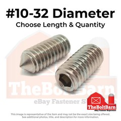 #10-32 Stainless Steel Cone Point Allen Socket Set Screw (Choose Length & Qty)