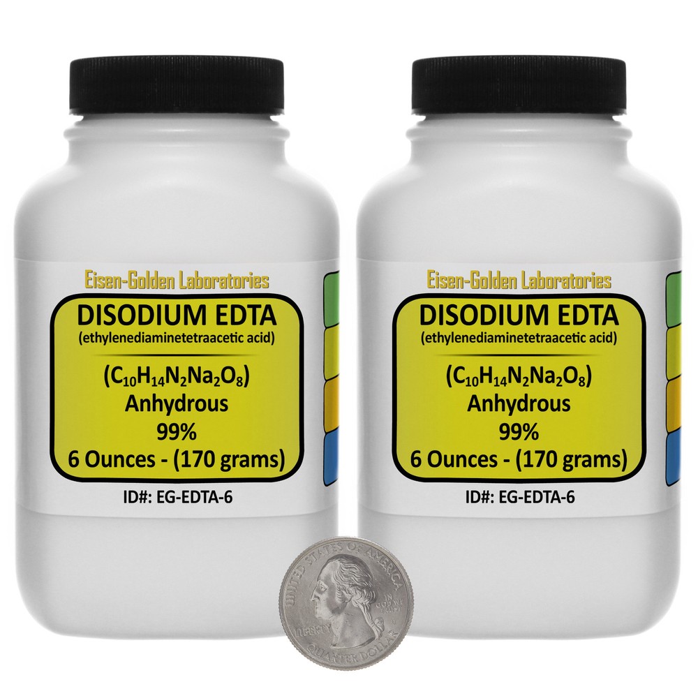 Disodium EDTA [C10H14N2Na2O8] 99% ACS Grade Powder 12 Oz in Two Bottles USA