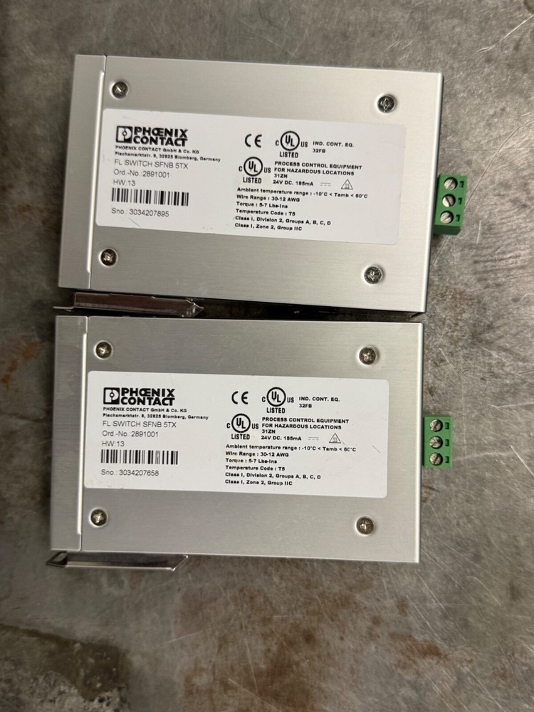 Lot of 2 – Phoenix Contact FL SWITCH SFNB 5TX 2891001 Ethernet Switches – Used