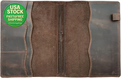 Travelers Notebook Cover A5 Dark Brown Genuine Leather with Pockets Card Slots