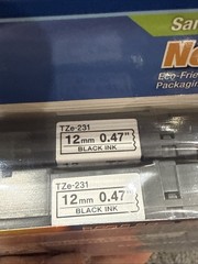 Brother TZe231 12mm (0.47″) Black on White Tape for P-Touch, 2 Pack #TZE-2312PK